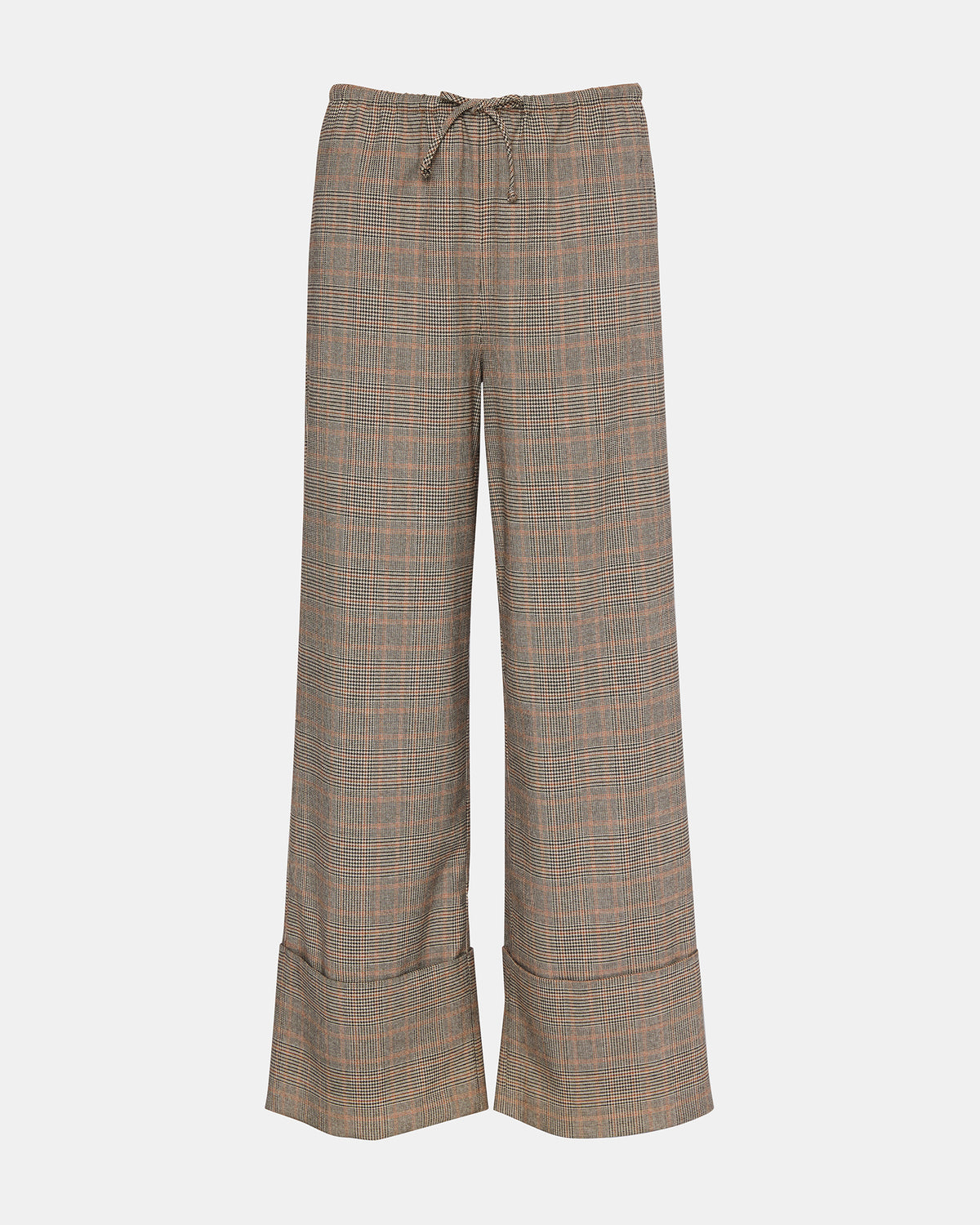 IDRA Brown Pull-On Tie-Front Cuffed Plaid Women's Pants Steve Madden BROWN