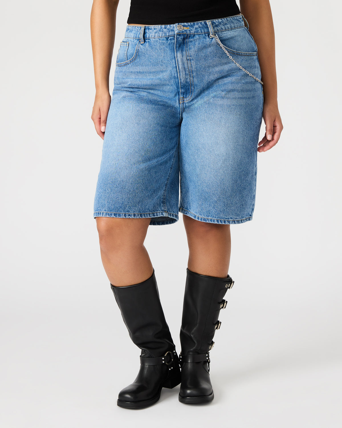 MAGDALEN Women's Denim Shorts Steve Madden DENIM FABRIC