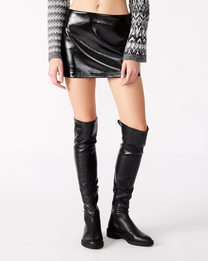 AVIVA Skirt Black | Women's Faux Leather Mini Skirt Steve Madden BLACK