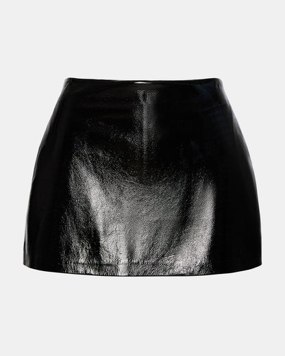AVIVA Skirt Black | Women's Faux Leather Mini Skirt Steve Madden BLACK
