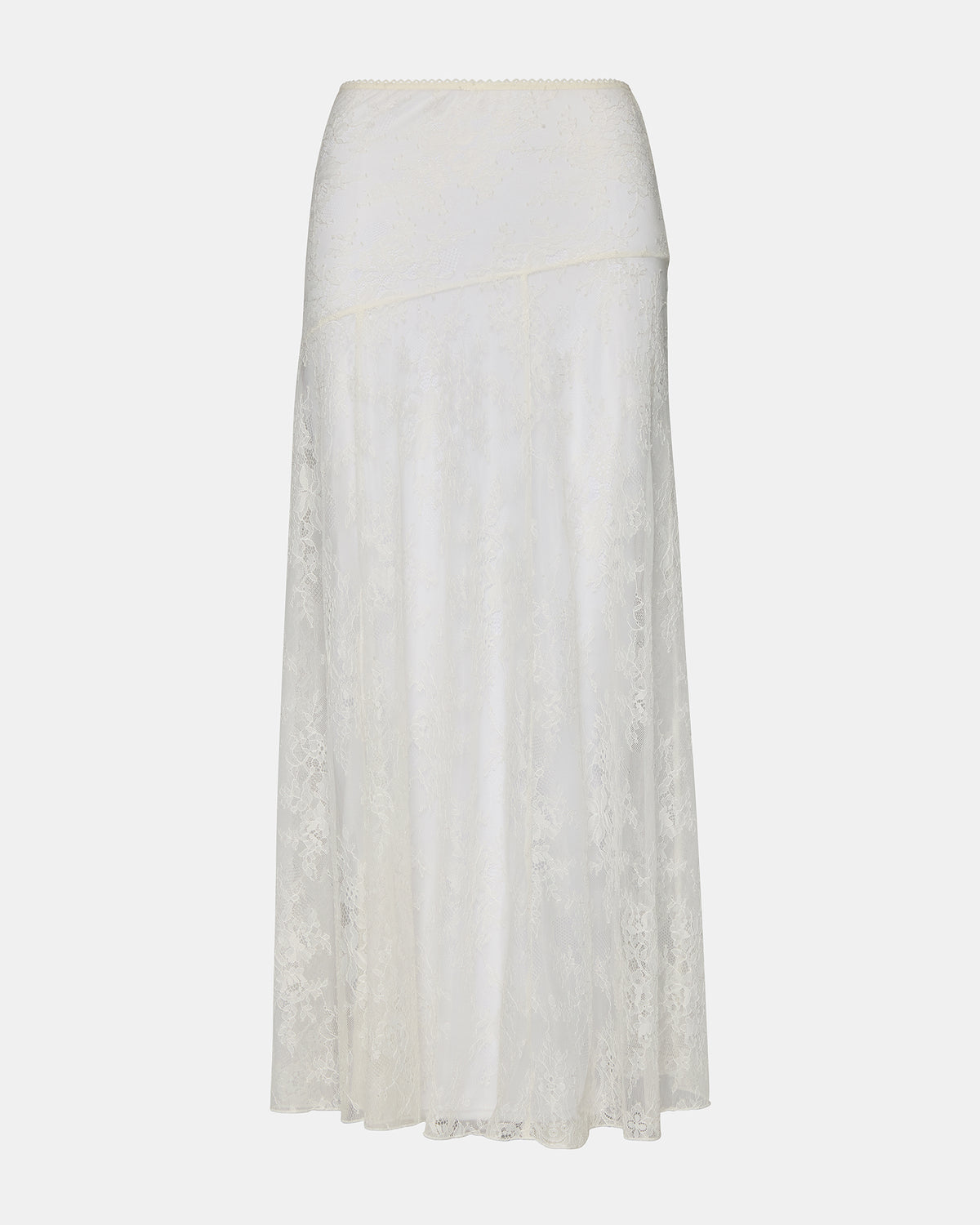 VEERA White Mesh Lace Flowy Maxi Skirt Steve Madden WHITE