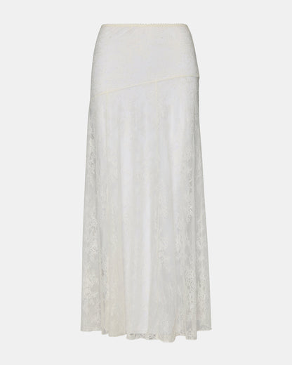 VEERA White Mesh Lace Flowy Maxi Skirt Steve Madden WHITE
