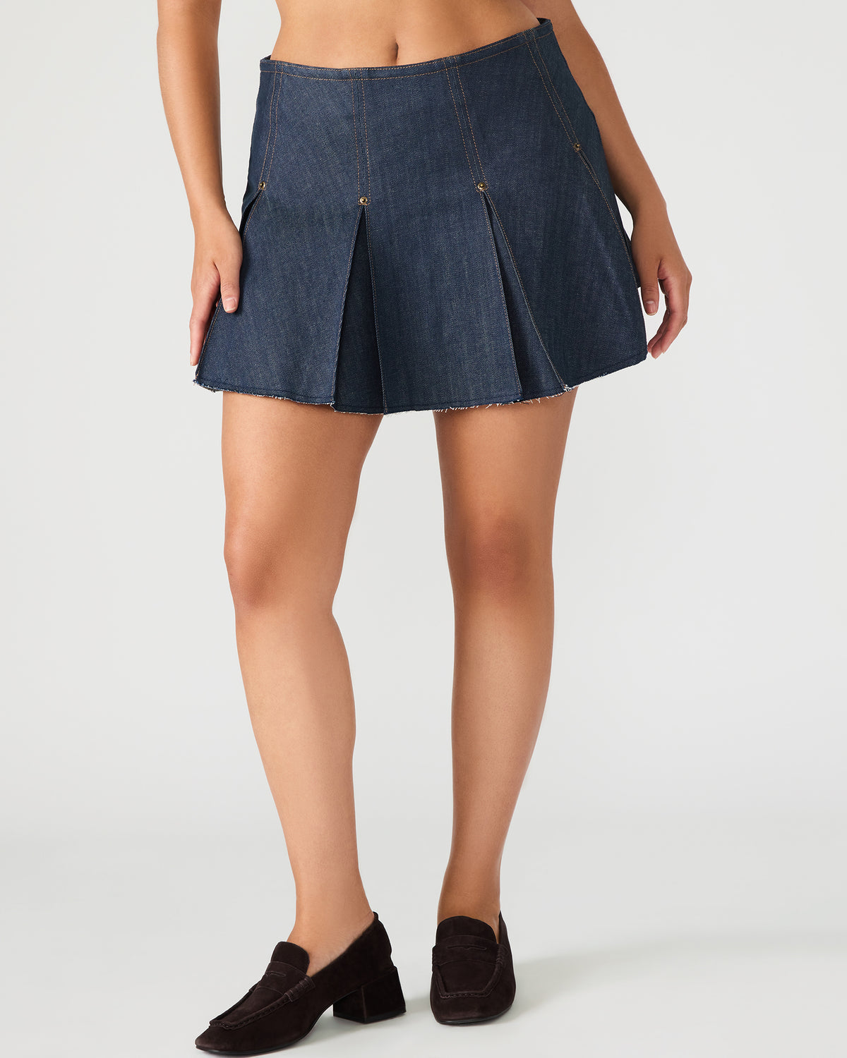 JOAN Deep Indigo Pleated Denim Matching Set Women's Skirt Steve Madden DEEP INDIGO
