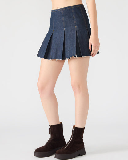 JOAN Deep Indigo Pleated Denim Matching Set Women's Skirt Steve Madden DEEP INDIGO