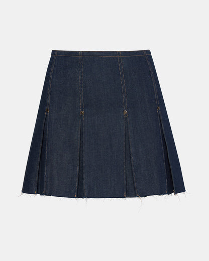 JOAN Deep Indigo Pleated Denim Matching Set Women's Skirt Steve Madden DEEP INDIGO