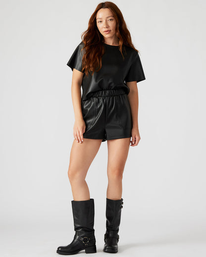 FAUX THE RECORD Short Black | Women's Faux Leather Short Steve Madden BLACK