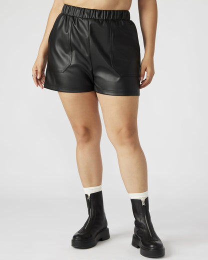 FAUX THE RECORD Short Black | Women's Faux Leather Short Steve Madden BLACK