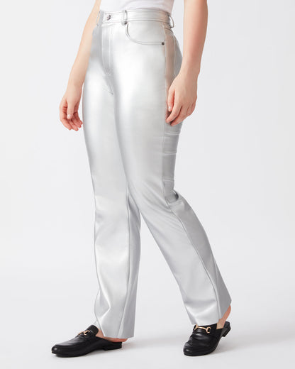 LOREN Pant Silver | Women's Faux Leather Straight Leg Pant Steve Madden SILVER