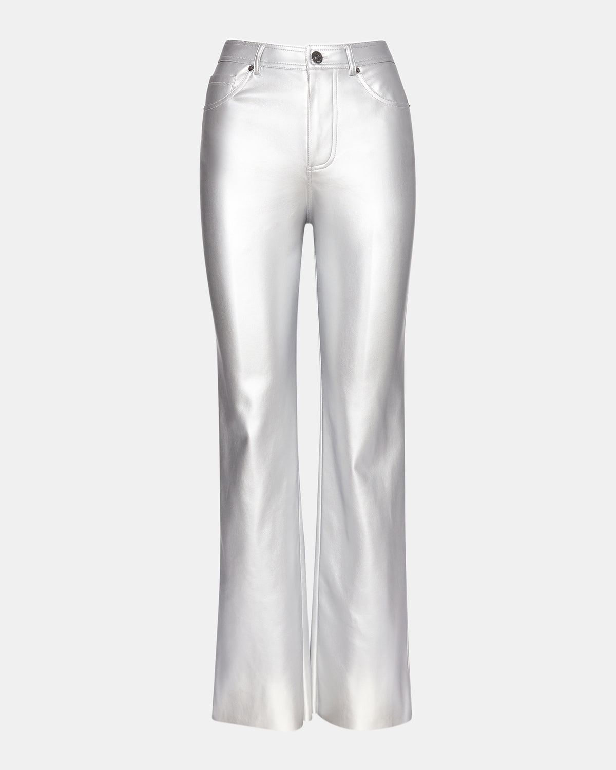LOREN Pant Silver | Women's Faux Leather Straight Leg Pant Steve Madden SILVER