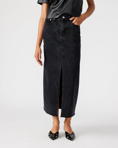 AVANI Denim Skirt Black | Women's Denim Maxi Skirt Steve Madden BLACK DENIM
