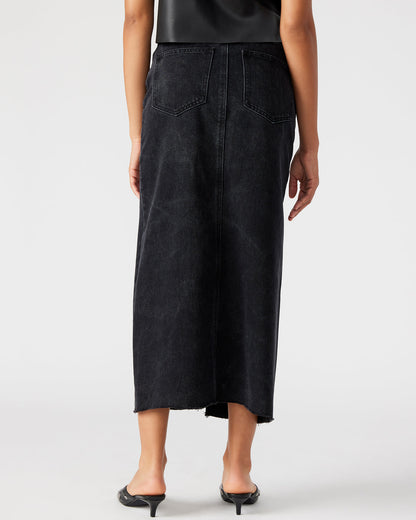 AVANI Denim Skirt Black | Women's Denim Maxi Skirt Steve Madden BLACK DENIM
