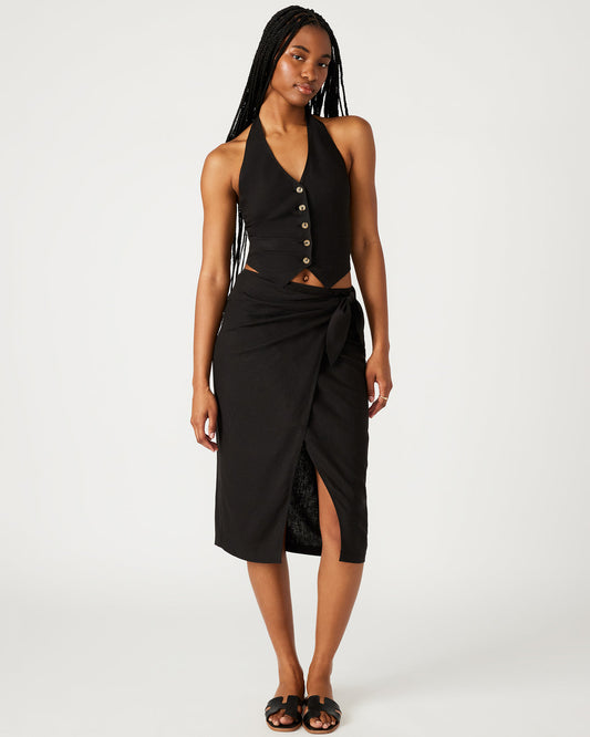 ISADORA Skirt Black | Women's Midi Wrap Skirt Steve Madden BLACK