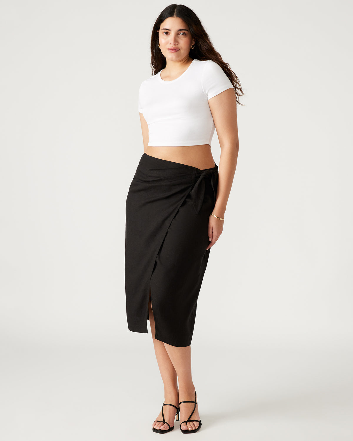 ISADORA Skirt Black | Women's Midi Wrap Skirt Steve Madden BLACK