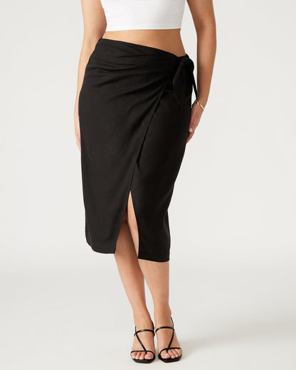 ISADORA Skirt Black | Women's Midi Wrap Skirt Steve Madden BLACK