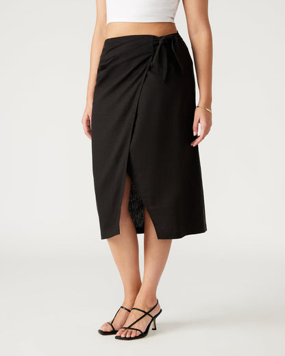 ISADORA Skirt Black | Women's Midi Wrap Skirt Steve Madden BLACK