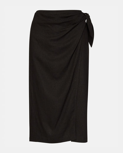 ISADORA Skirt Black | Women's Midi Wrap Skirt Steve Madden BLACK