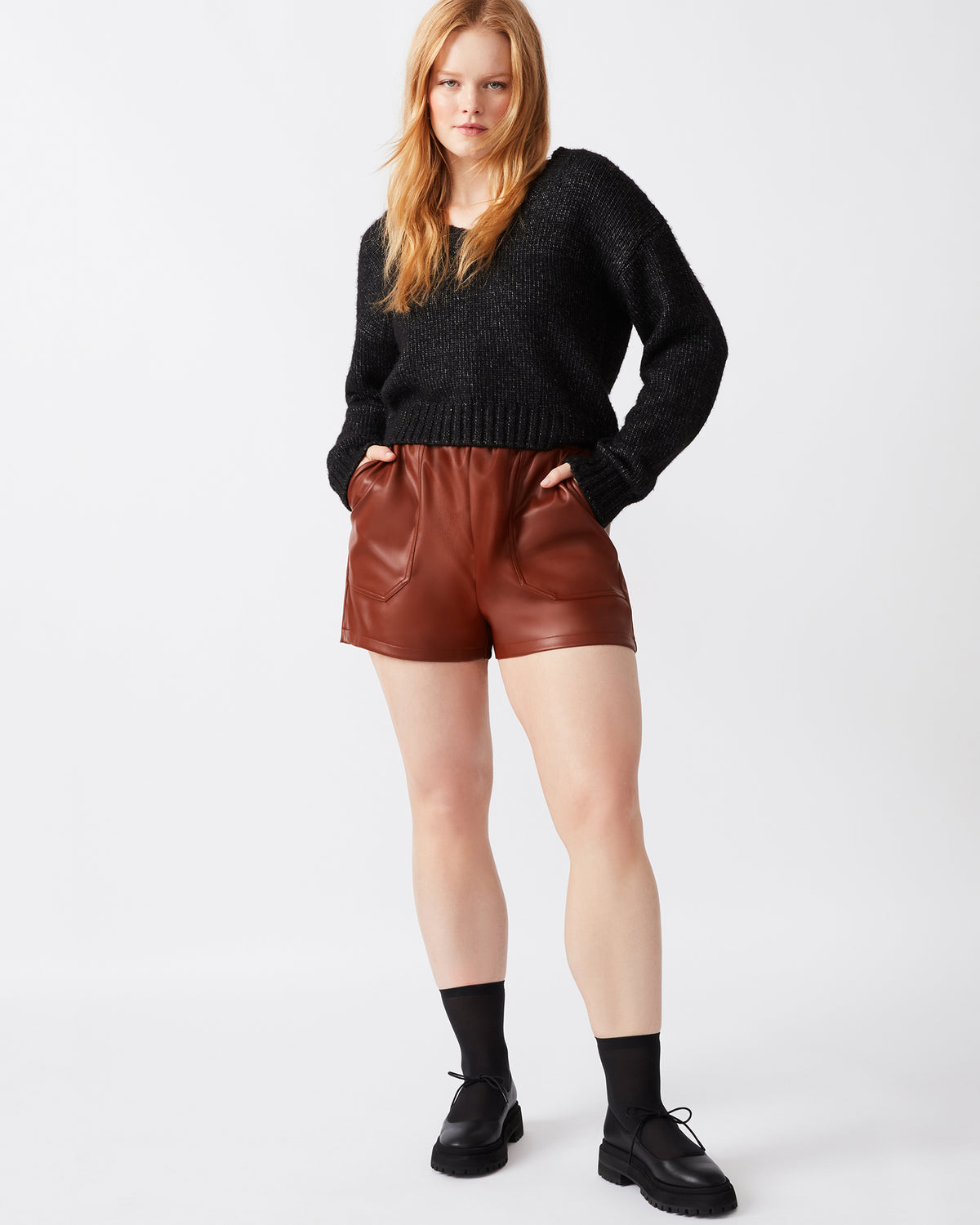 FAUX THE RECORD Short Cognac | Women's Faux Leather Short Steve Madden COGNAC