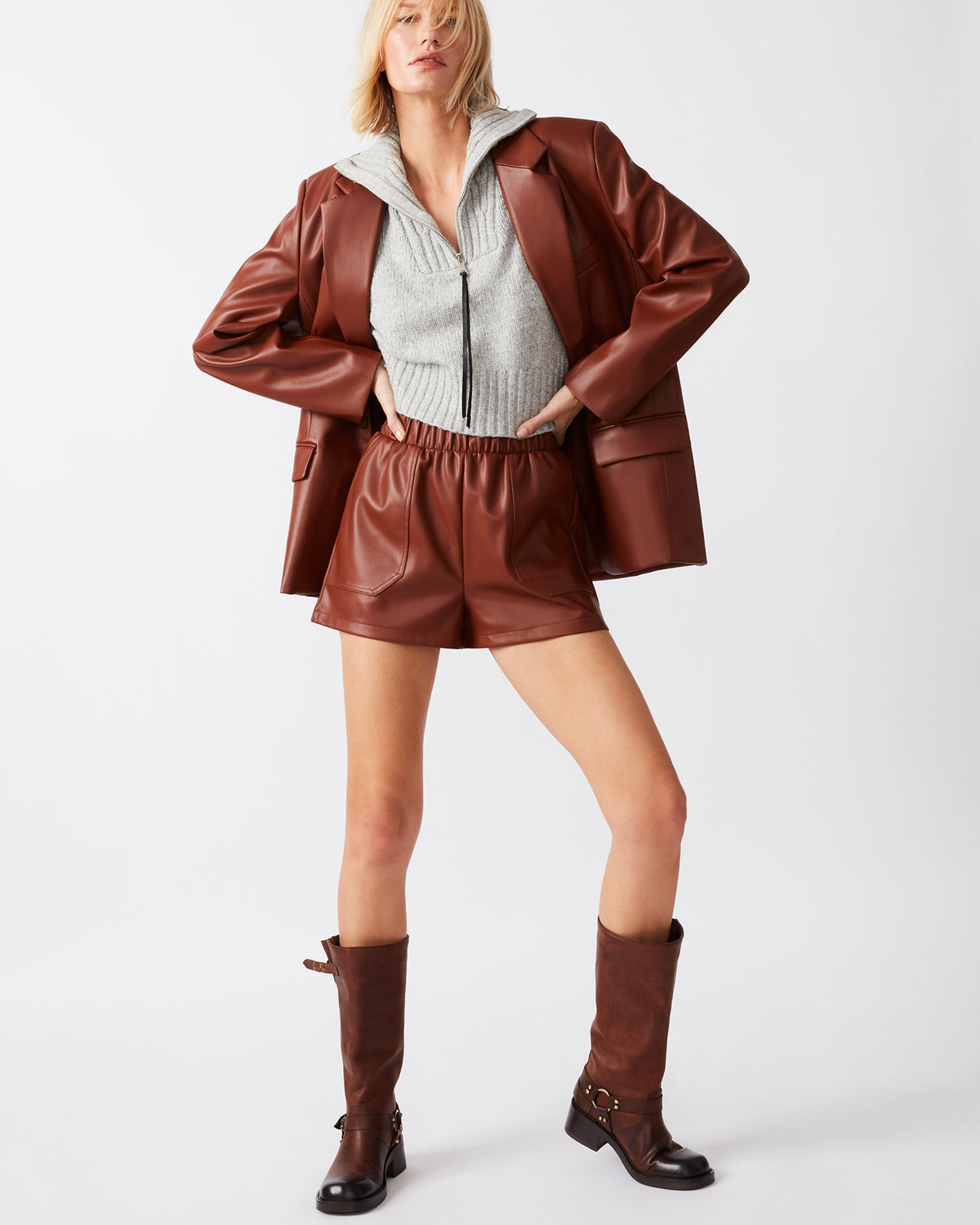 FAUX THE RECORD Short Cognac | Women's Faux Leather Short Steve Madden COGNAC