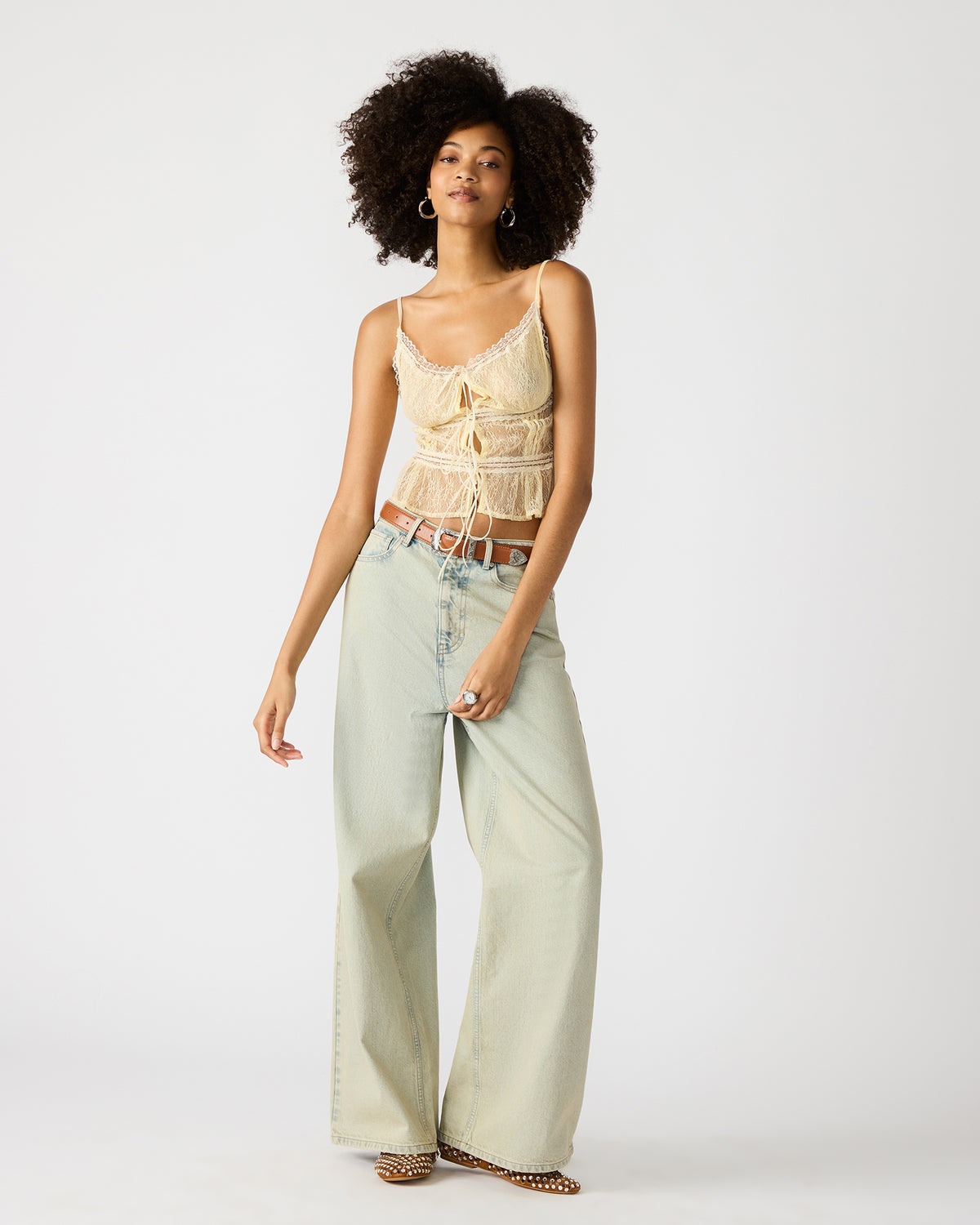 MAGNUS Women's Washed Denim Wide-Leg Jeans Steve Madden DENIM FABRIC