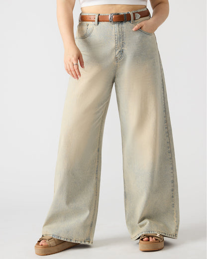 MAGNUS Women's Washed Denim Wide-Leg Jeans Steve Madden DENIM FABRIC