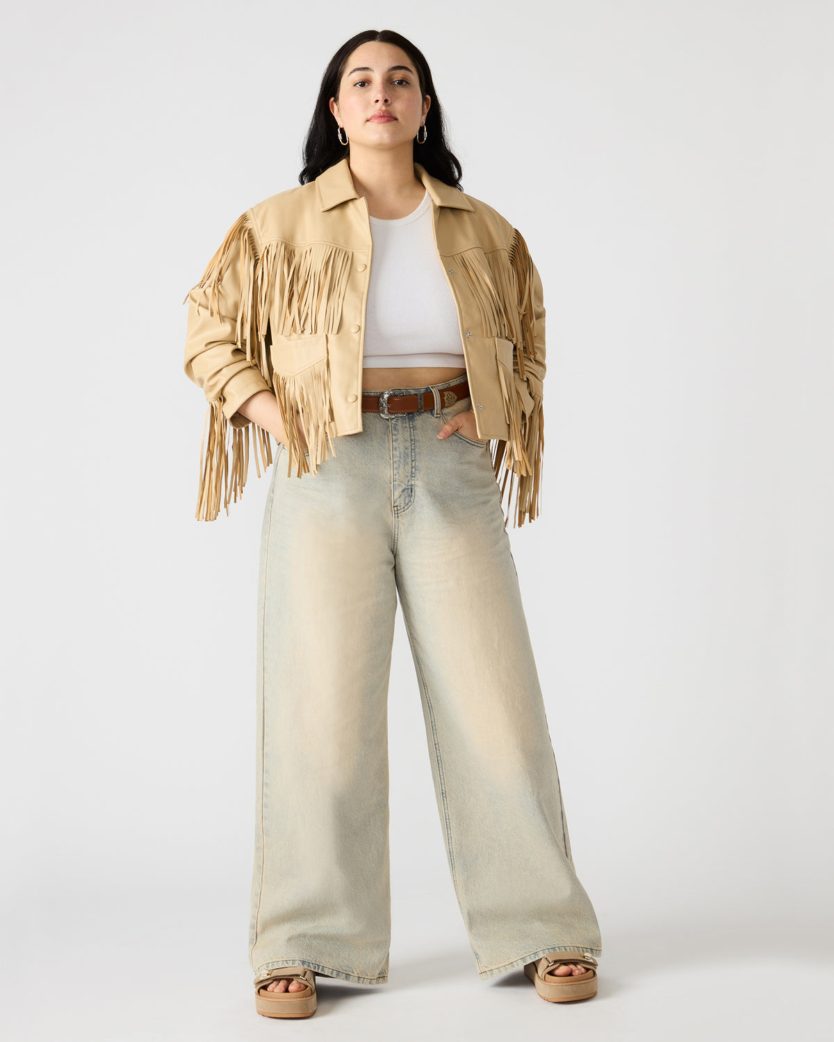 MAGNUS Women's Washed Denim Wide-Leg Jeans Steve Madden DENIM FABRIC
