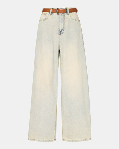 MAGNUS Women's Washed Denim Wide-Leg Jeans Steve Madden DENIM FABRIC