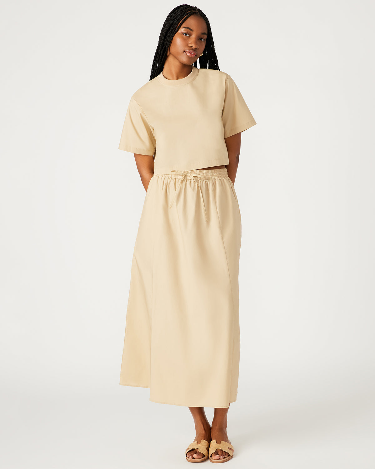 SUNNY Skirt Khaki | Women's A-Line Maxi Skirt Steve Madden KHAKI FAB
