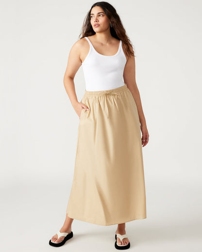 SUNNY Skirt Khaki | Women's A-Line Maxi Skirt Steve Madden KHAKI FAB