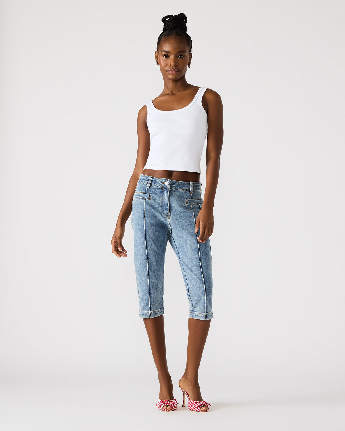 SKINNY DELRAY Denim Women's Fitted Capri Pants Steve Madden DENIM FABRIC