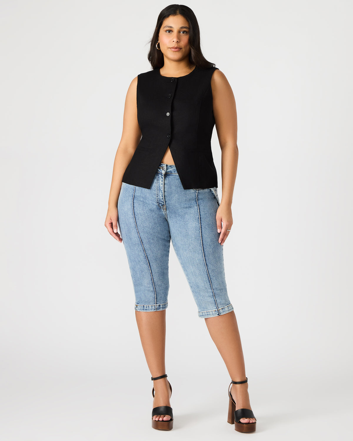 SKINNY DELRAY Denim Women's Fitted Capri Pants Steve Madden DENIM FABRIC