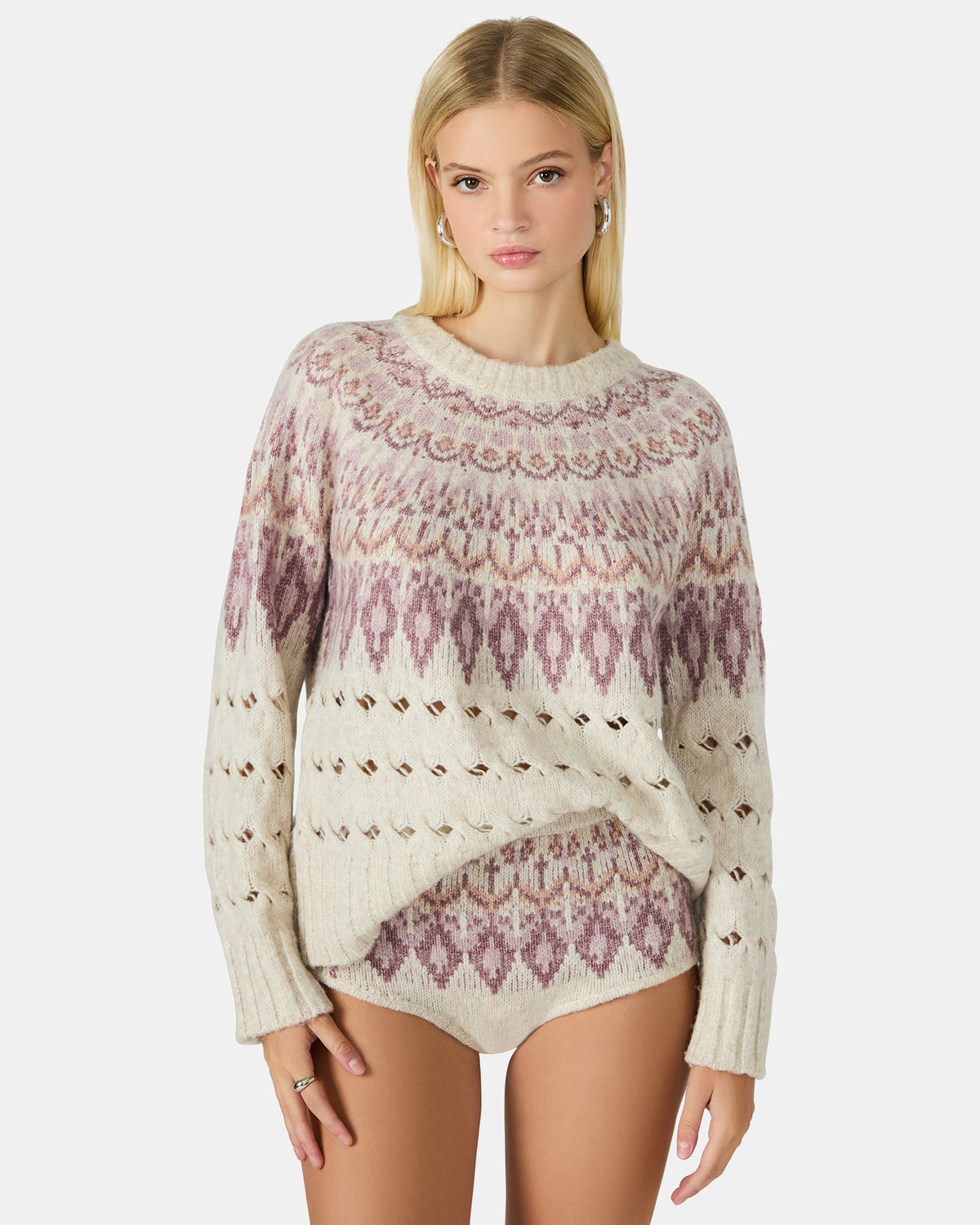 SUZETTE Multi Women's Fair Isle Long-Sleeved Pullover Sweater Steve Madden MULTI