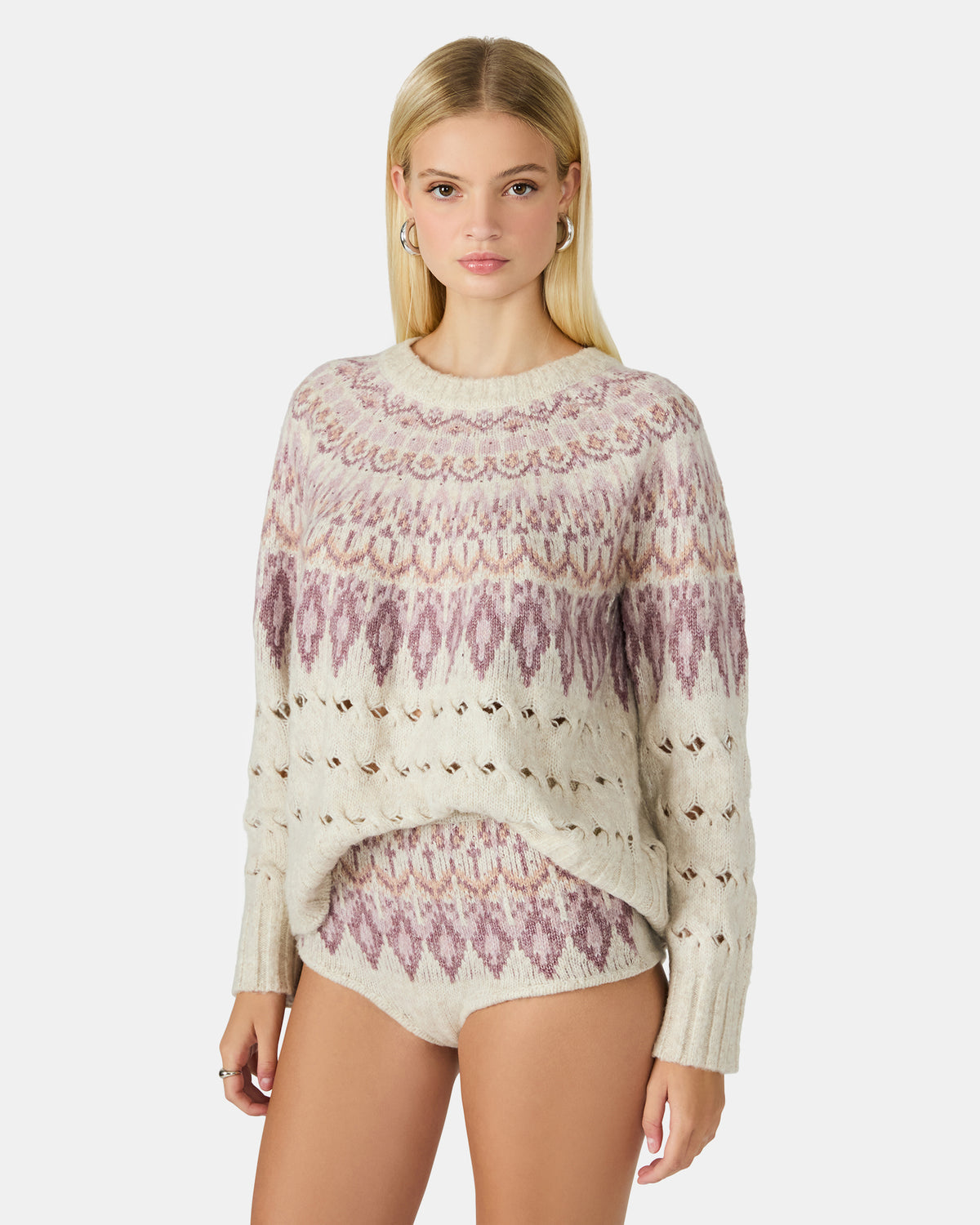 SUZETTE Multi Women's Fair Isle Long-Sleeved Pullover Sweater Steve Madden MULTI