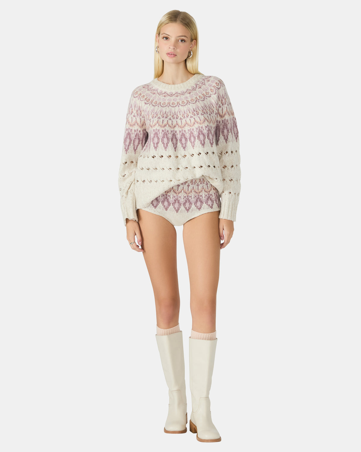 SUZETTE Multi Women's Fair Isle Long-Sleeved Pullover Sweater Steve Madden MULTI
