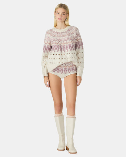 SUZETTE Multi Women's Fair Isle Long-Sleeved Pullover Sweater Steve Madden MULTI