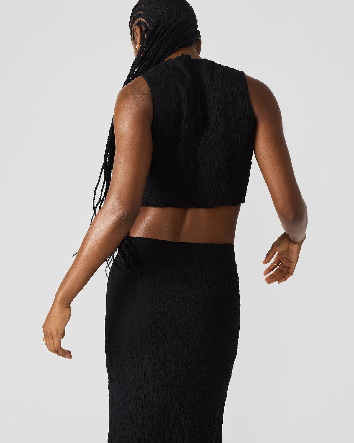 SEASIDE Maxi Skirt Set Black Women's Textured Matching Set Steve Madden BLACK