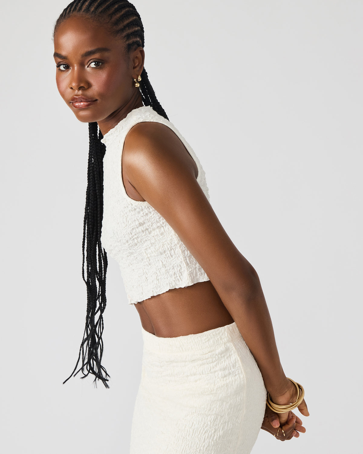 SEASIDE Maxi Skirt Set Cream Women's Textured Matching Set Steve Madden CREAM