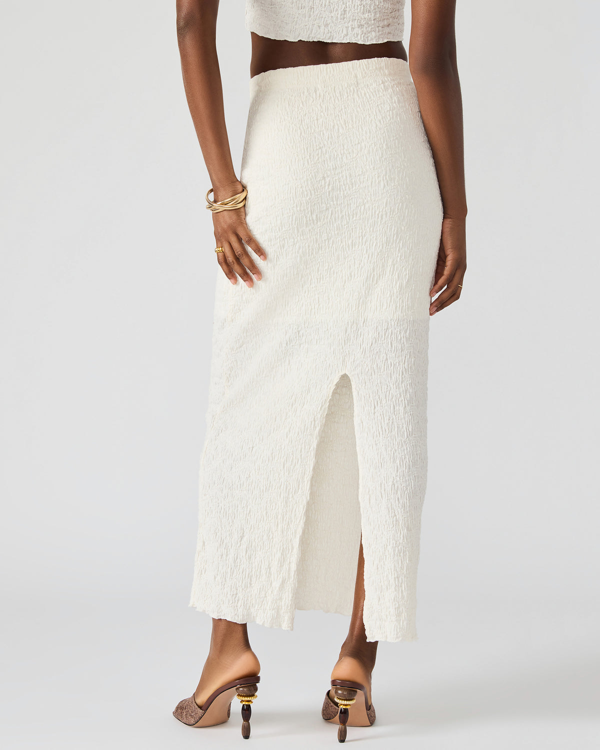 SEASIDE Maxi Skirt Set Cream Women's Textured Matching Set Steve Madden CREAM