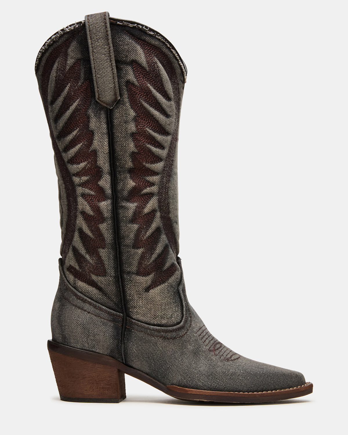 ALBANY Black Denim Pointed-Toe Women's Western Boot Steve Madden BLACK