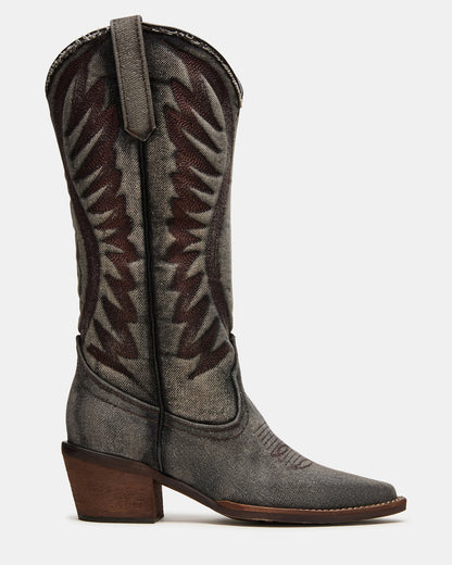ALBANY Black Denim Pointed-Toe Women's Western Boot Steve Madden BLACK