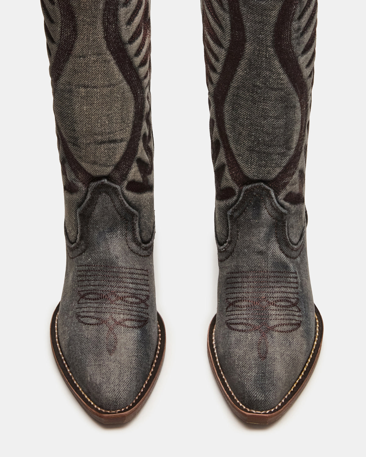 ALBANY Black Denim Pointed-Toe Women's Western Boot Steve Madden BLACK