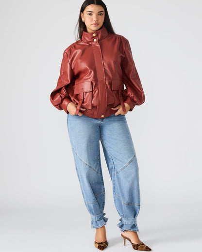 VEE Dusty Brick Faux Leather Long-Sleeved Women's Jacket Steve Madden DUSTY BRICK