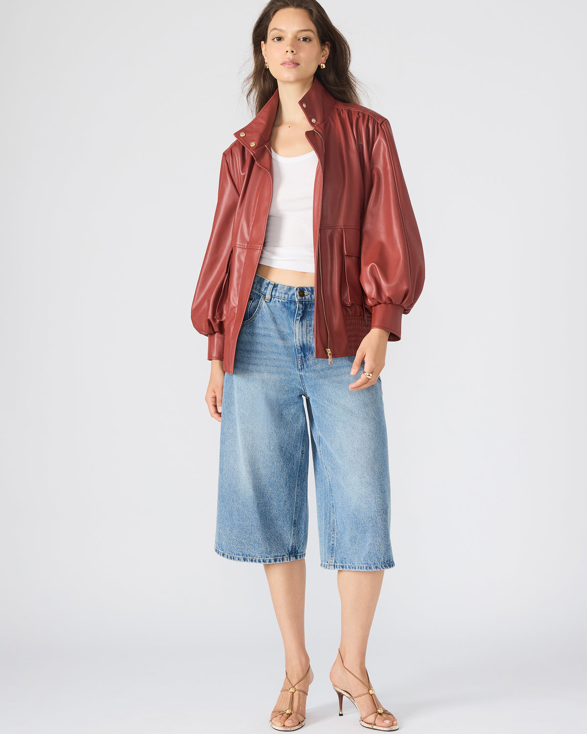 VEE Dusty Brick Faux Leather Long-Sleeved Women's Jacket Steve Madden DUSTY BRICK