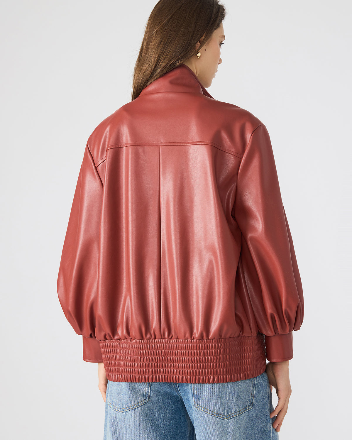 VEE Dusty Brick Faux Leather Long-Sleeved Women's Jacket Steve Madden DUSTY BRICK