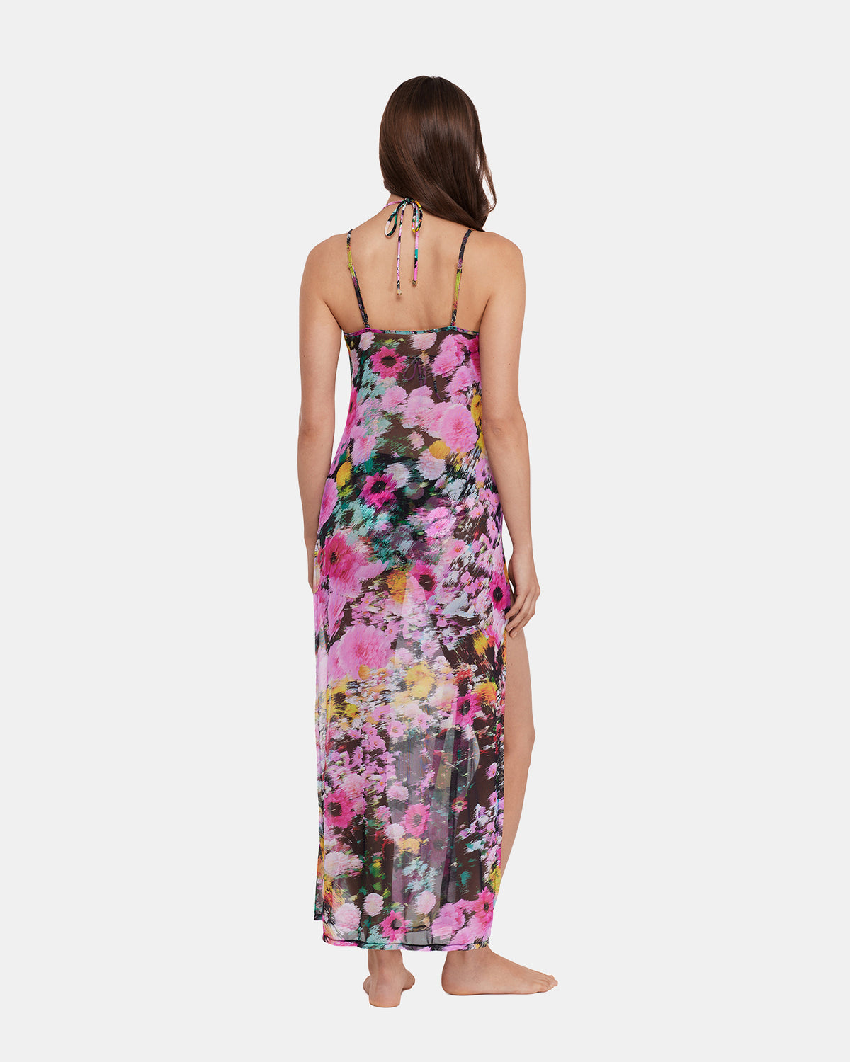 DAZEY FIELDS MULTI BIKINI COVER-UP Flowy Mesh Women's Swim Cover-Up Steve Madden BLACK DITSY FLORAL