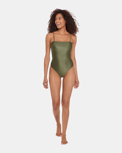 SHINE BRIGHT ONE PIECE SWIMSUIT Olive Women's Bandeau One-Piece Swimsuit Steve Madden OLIVE