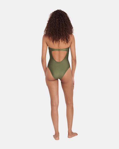 SHINE BRIGHT ONE PIECE SWIMSUIT Olive Women's Bandeau One-Piece Swimsuit Steve Madden OLIVE