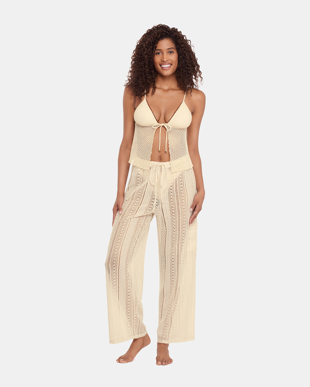 CROCHET BIKINI COVER-UP Pearl Crochet Wide-Leg Women's Swim Cover-Up Steve Madden PEARL