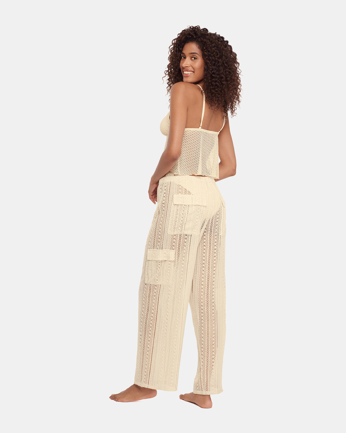 CROCHET BIKINI COVER-UP Pearl Crochet Wide-Leg Women's Swim Cover-Up Steve Madden PEARL