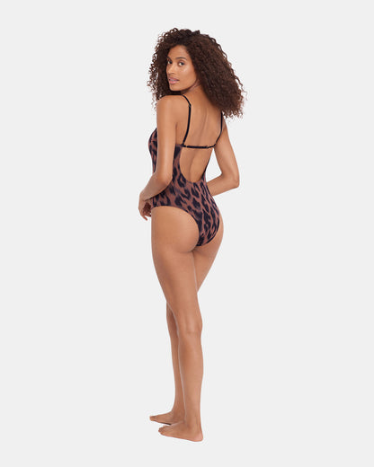 STATIC LEOPARD ONE PIECE SWIMSUIT Low-Back Women's One-Piece Swimsuit Steve Madden LEOPARD