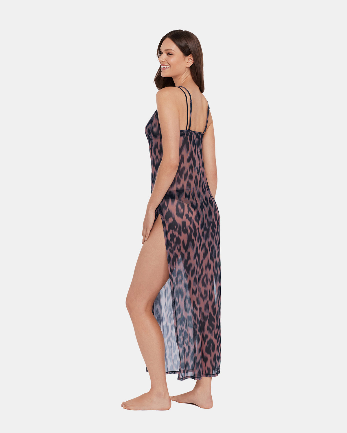 STATIC LEOPARD BIKINI COVER-UP Natural Flowy Mesh Women's Swim Cover-Up Steve Madden LEOPARD